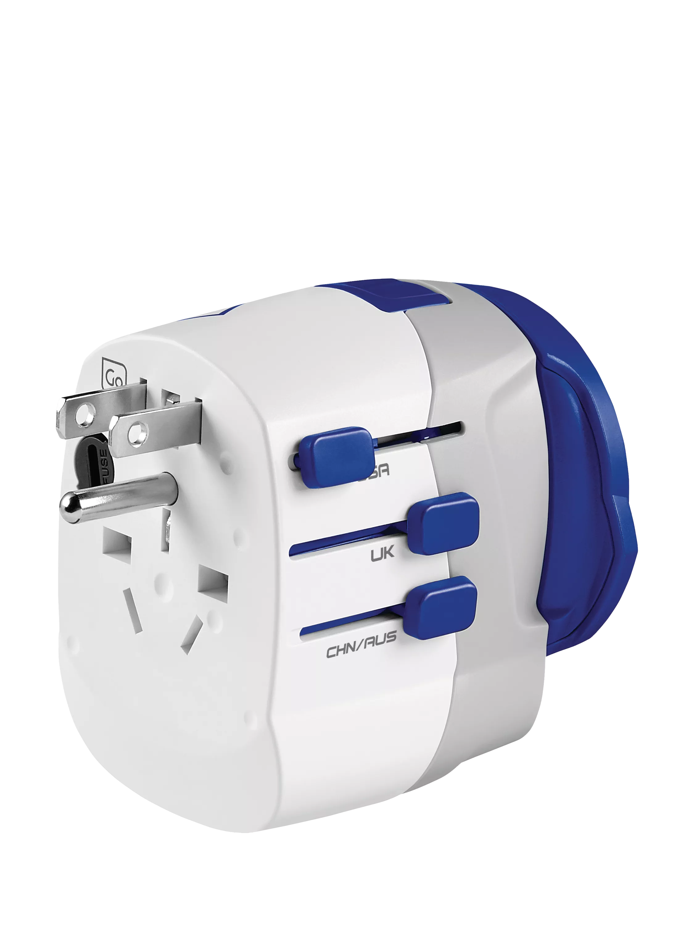 Go Travel USB-A and USB-C travel adapter, imported from the UK