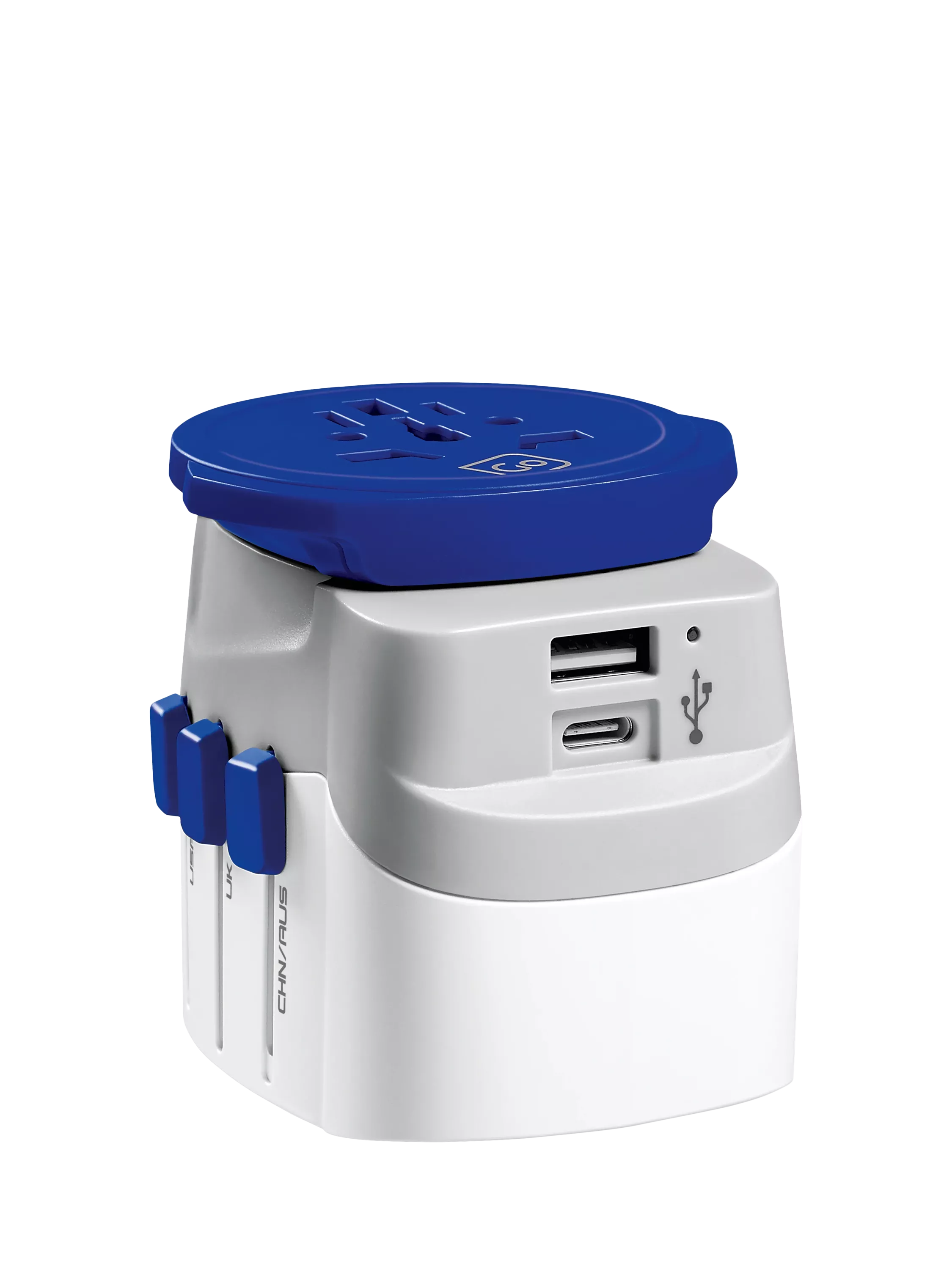 Go Travel USB-A and USB-C travel adapter, imported from the UK