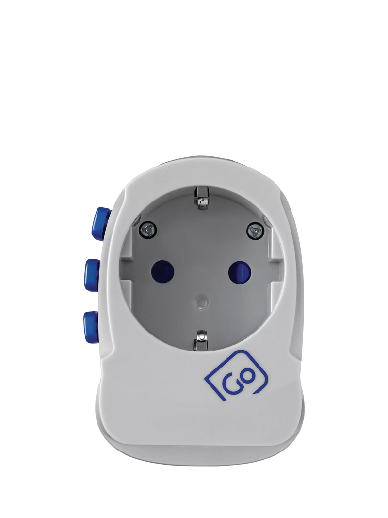 Go Travel USB-A and USB-C travel adapter, imported from the UK