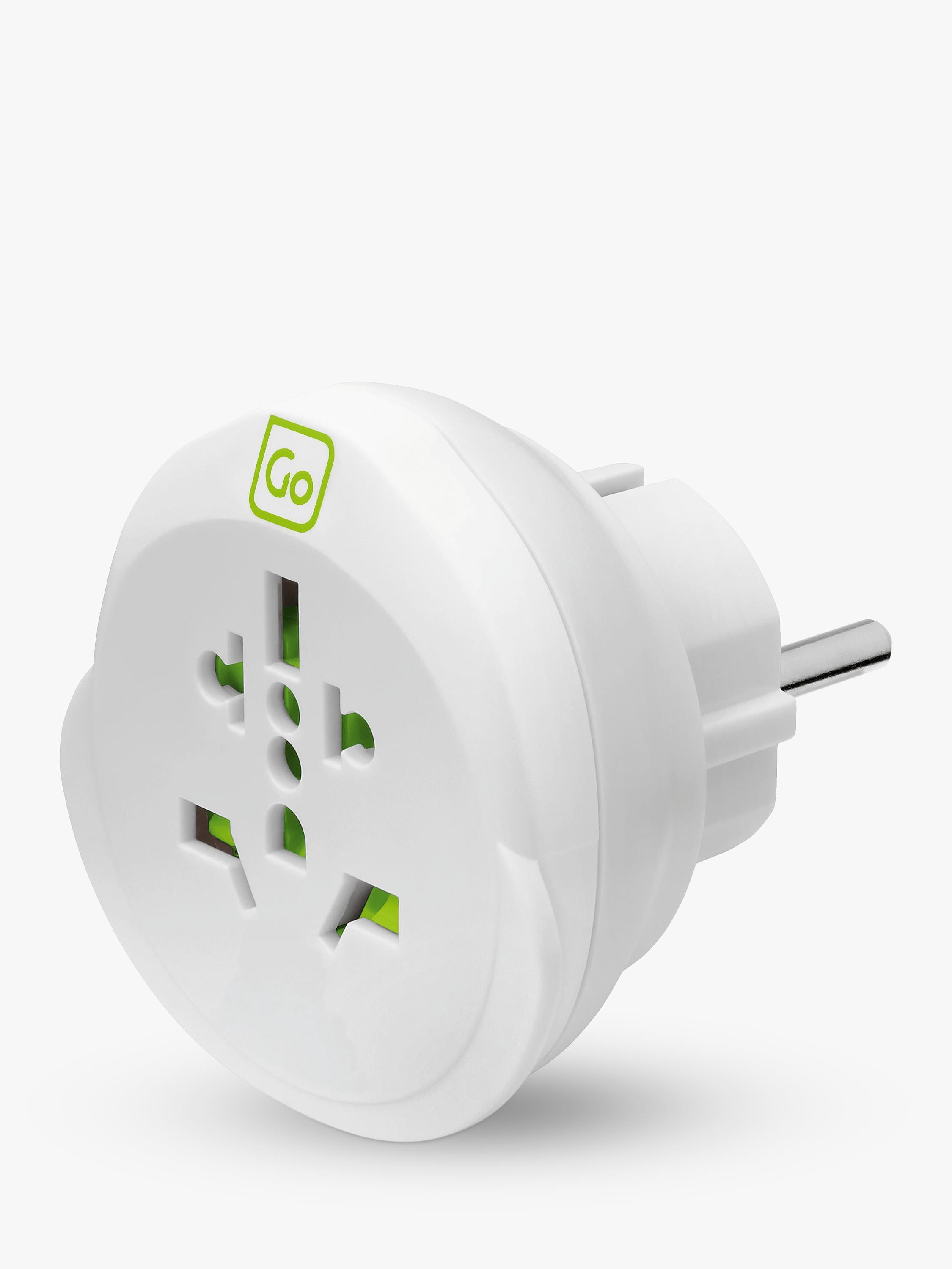 Go Travel Europe travel adapter compact lightweight earthed certified, imported from the UK