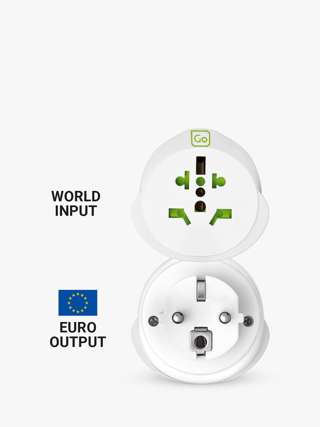 Go Travel Europe travel adapter compact lightweight earthed certified, imported from the UK