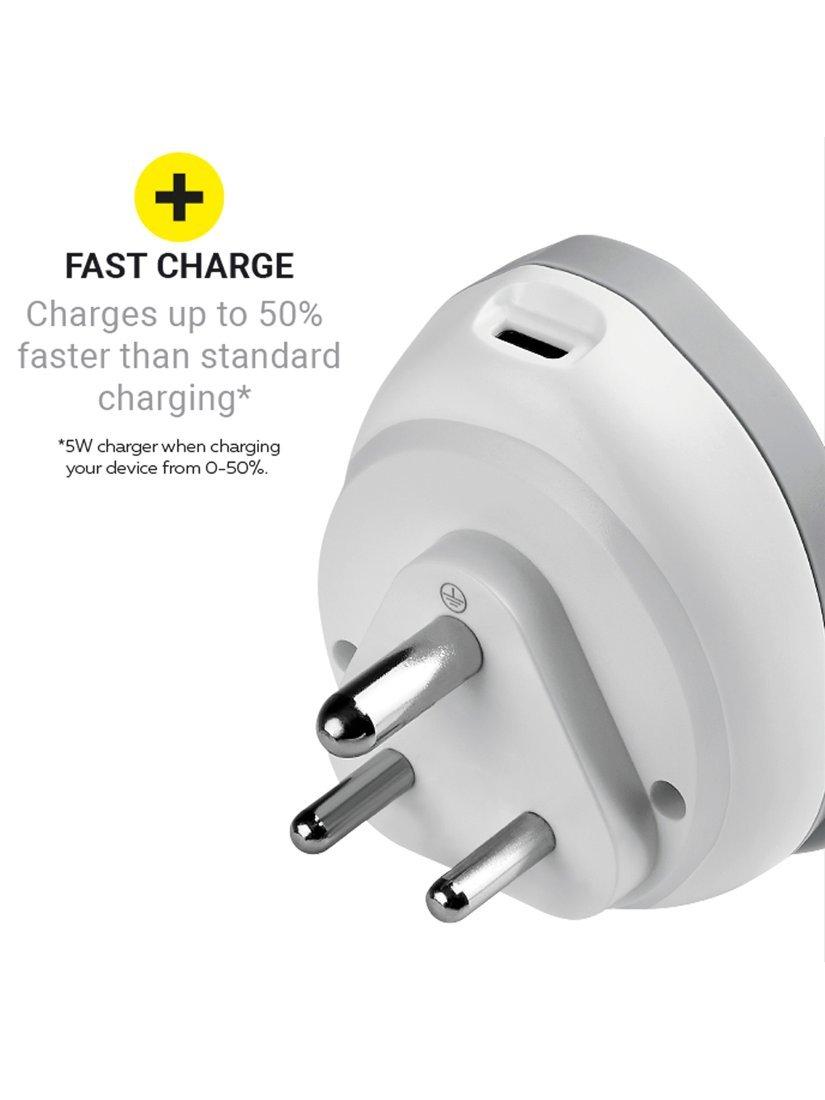 Go Travel India USB-C charger adapter compact design, imported from the UK