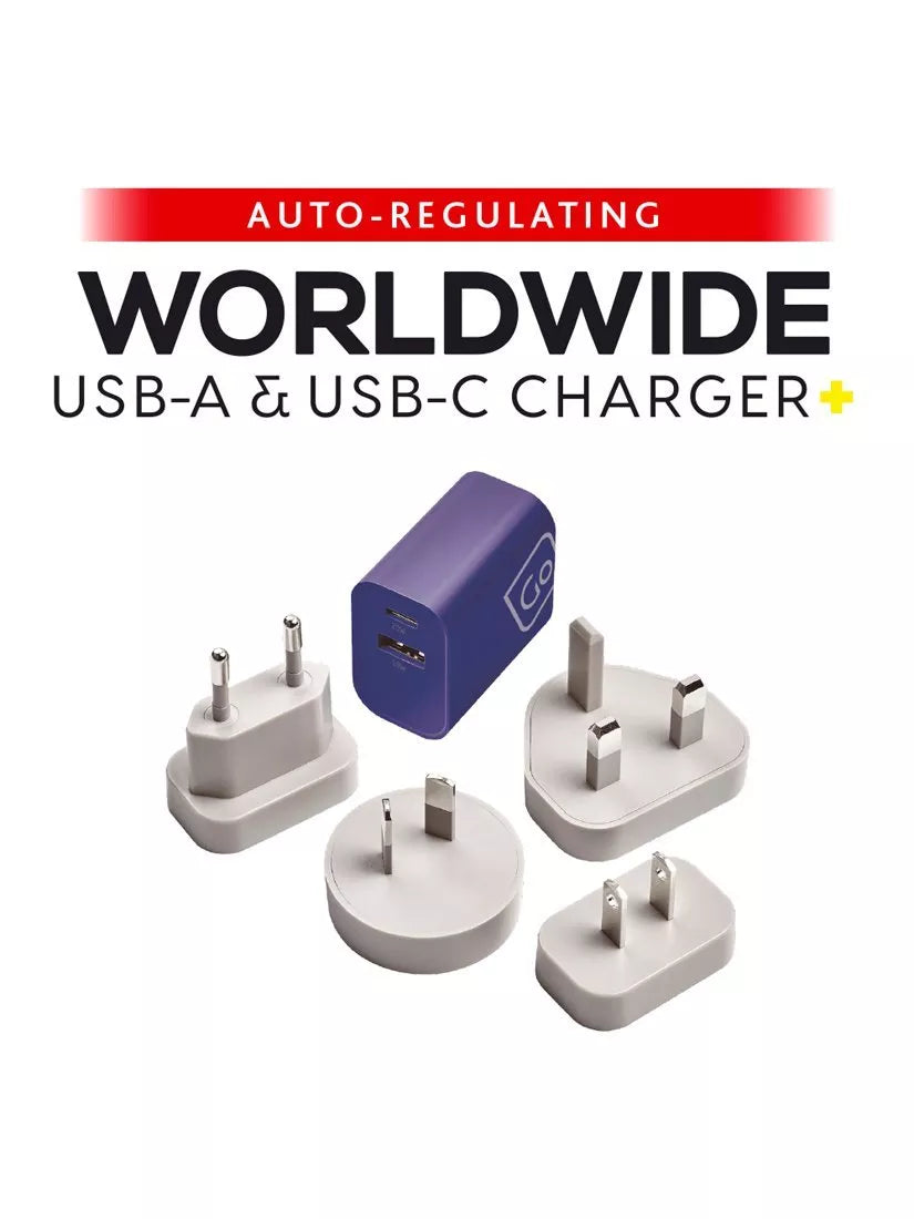 Go Travel worldwide dual-port USB charger - British product