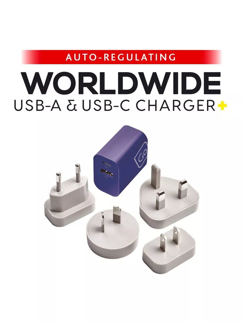 Go Travel worldwide dual-port USB charger - British product