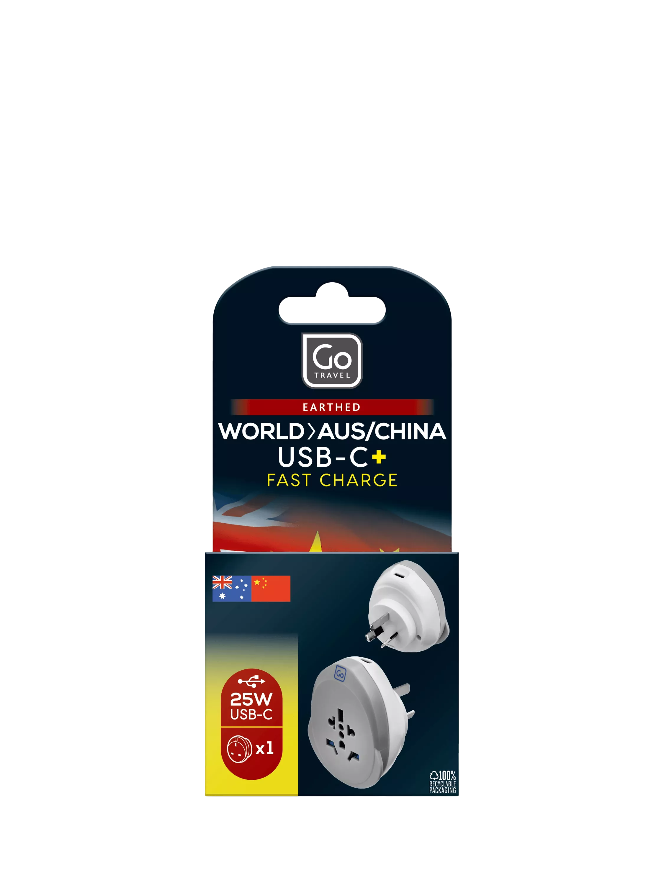 Go Travel WORLD USB-C charger for Australia China - British product