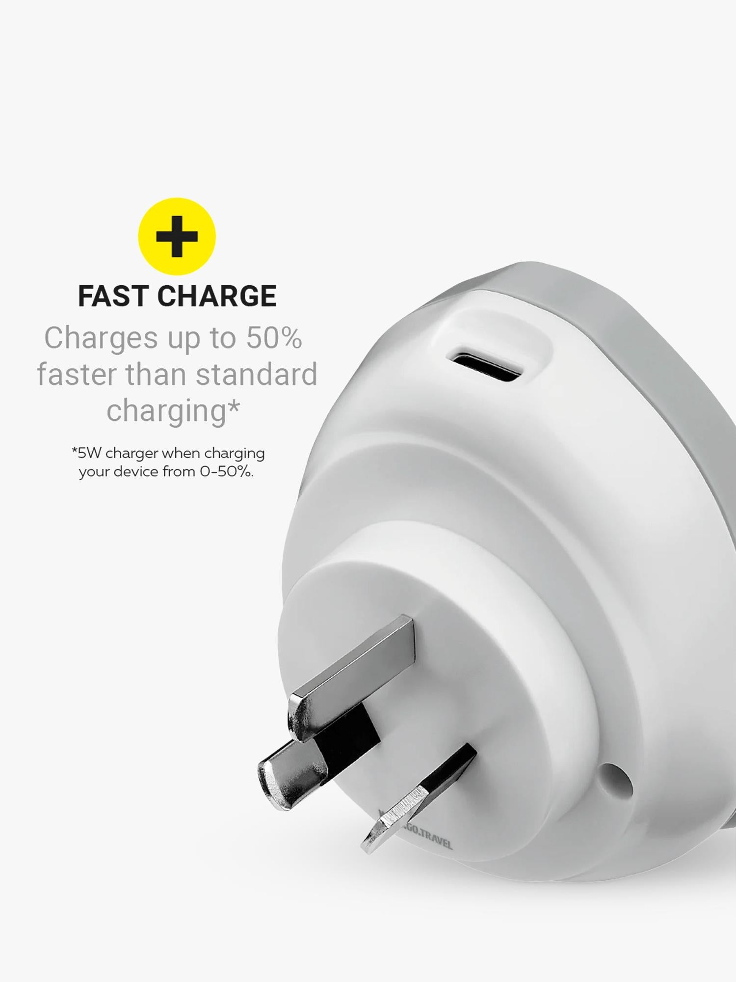 Go Travel WORLD USB-C charger for Australia China - British product