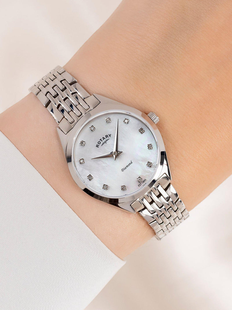 Rotary Ultra Slim mother of pearl diamond watch 27mm - British product