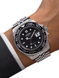 Rotary APEX100 men's watch silver bracelet black dial, UK version