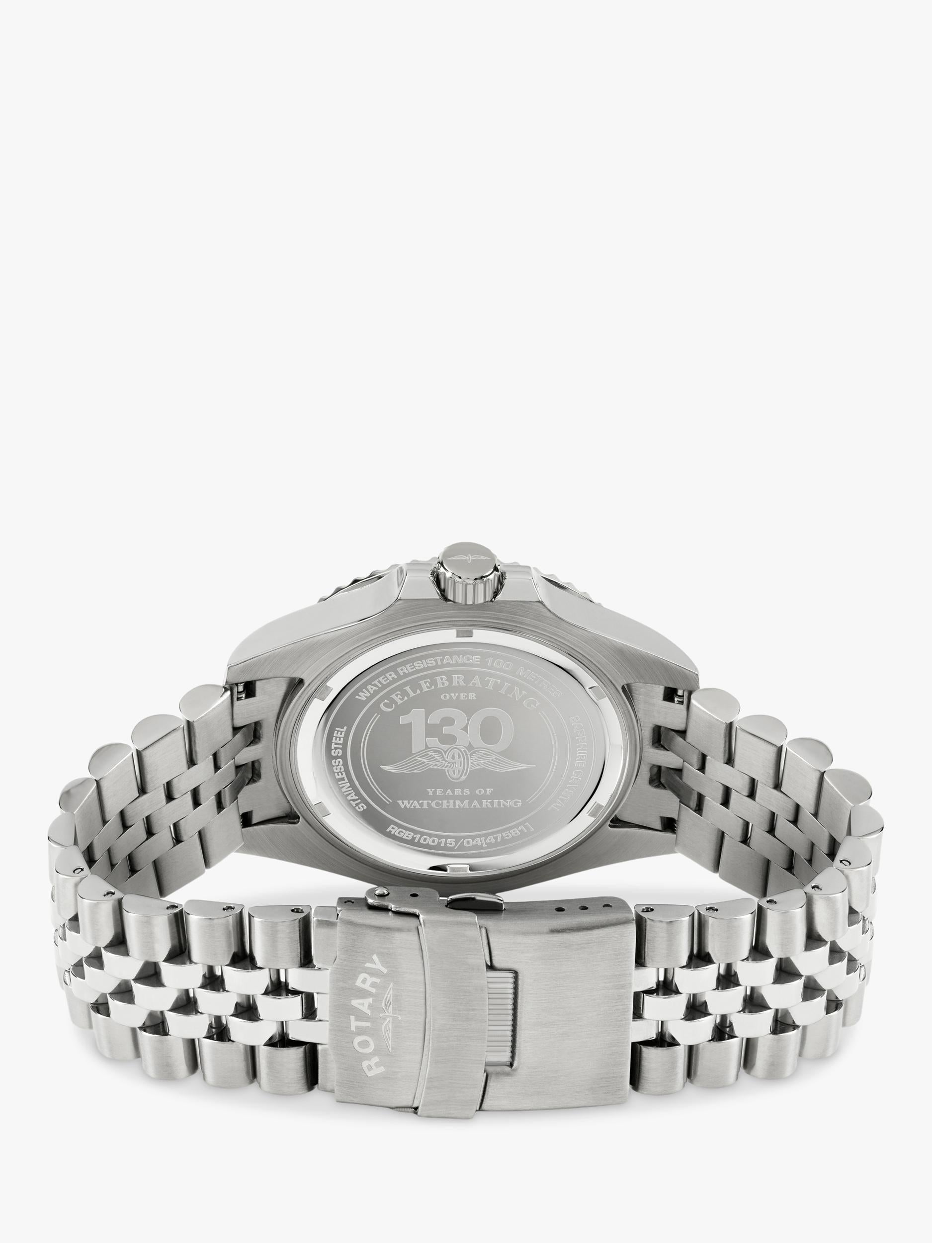 Rotary APEX100 men's watch silver bracelet black dial, UK version
