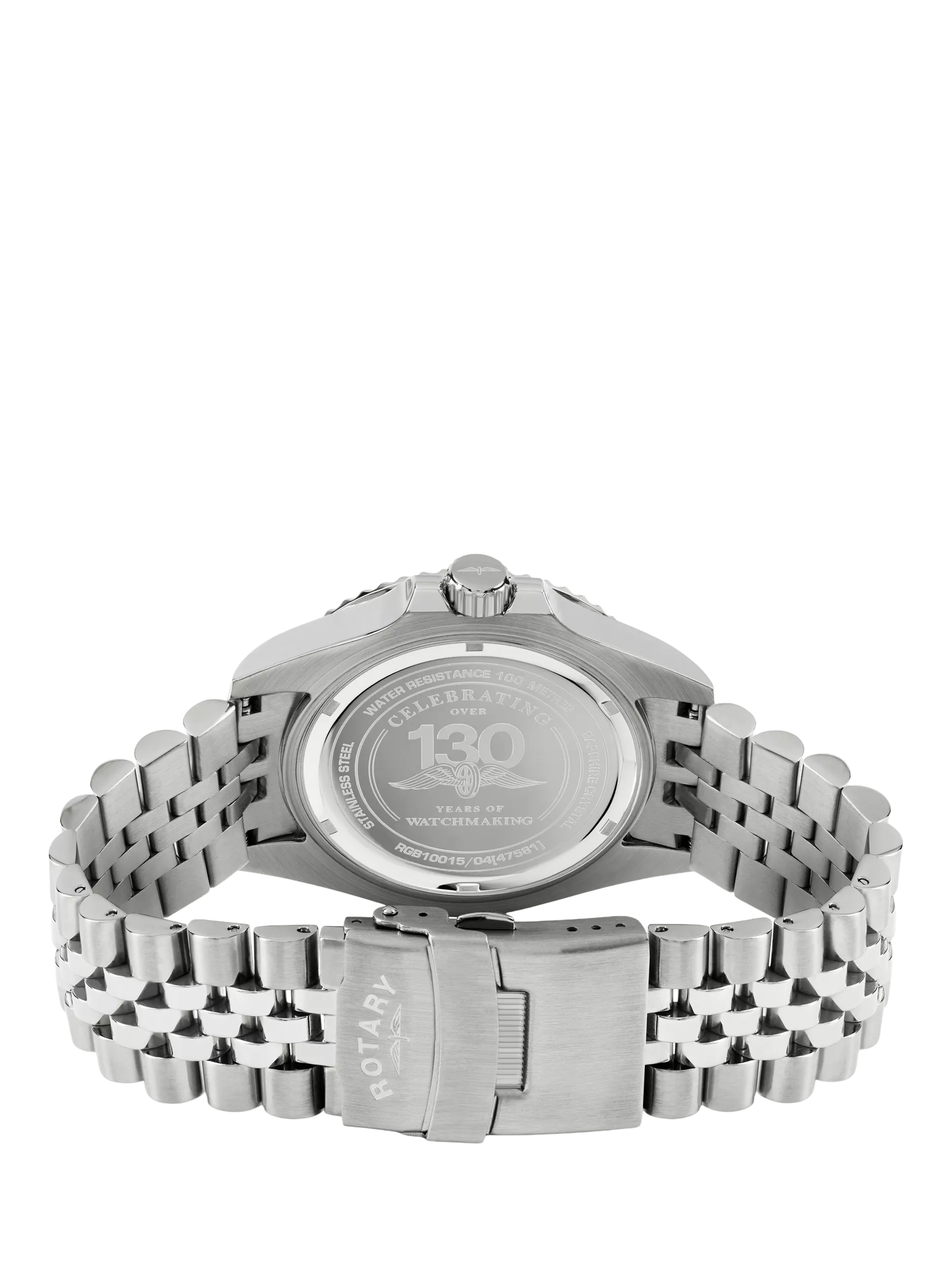Rotary APEX100 men's watch silver bracelet black dial, UK version