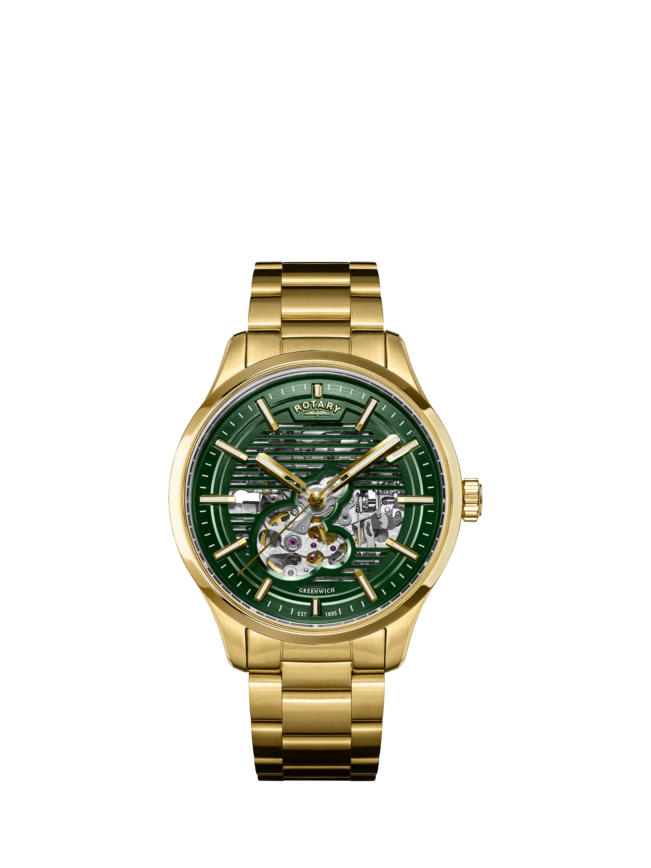 Rotary Greenwich Strata automatic watch gold case green dial 42mm, UK version