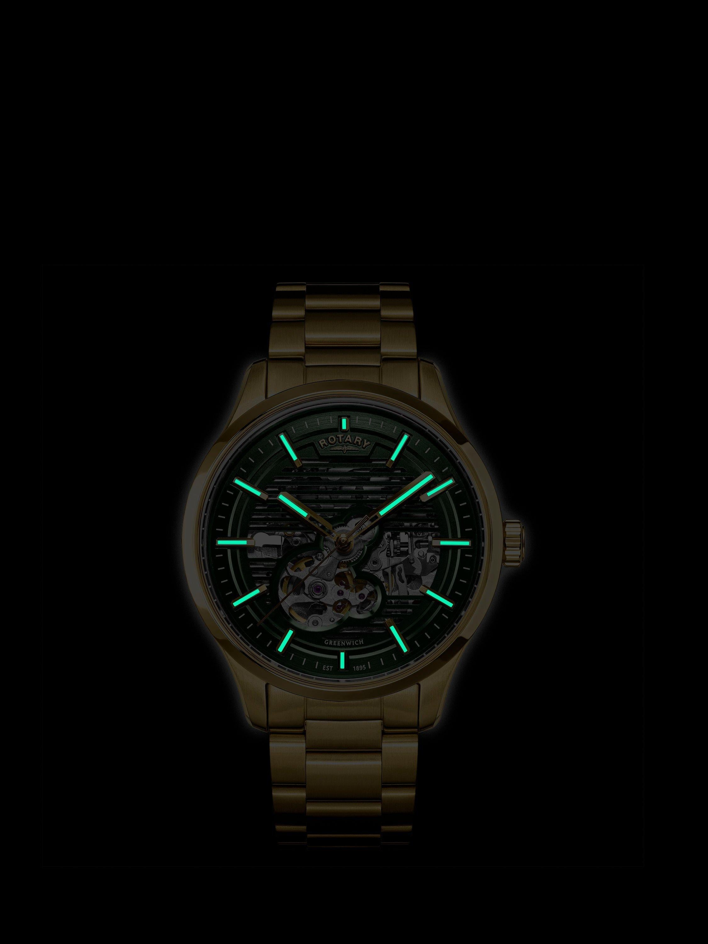 Rotary Greenwich Strata automatic watch gold case green dial 42mm, UK version