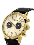 Rotary 1895 Chronograph men's watch gold leather strap, UK version