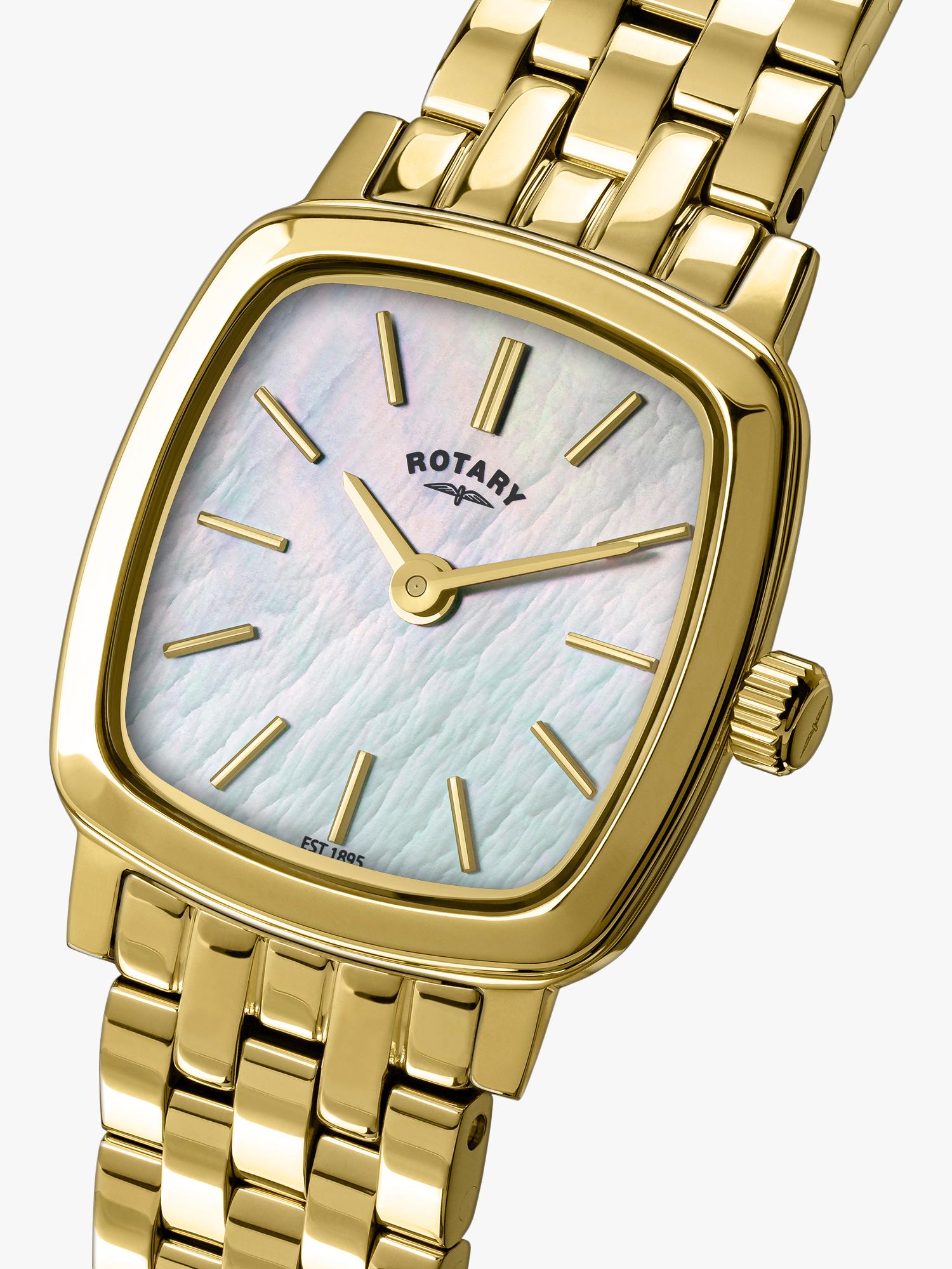 Rotary Heritage Astoria gold square watch mother-of-pearl dial, imported from the UK