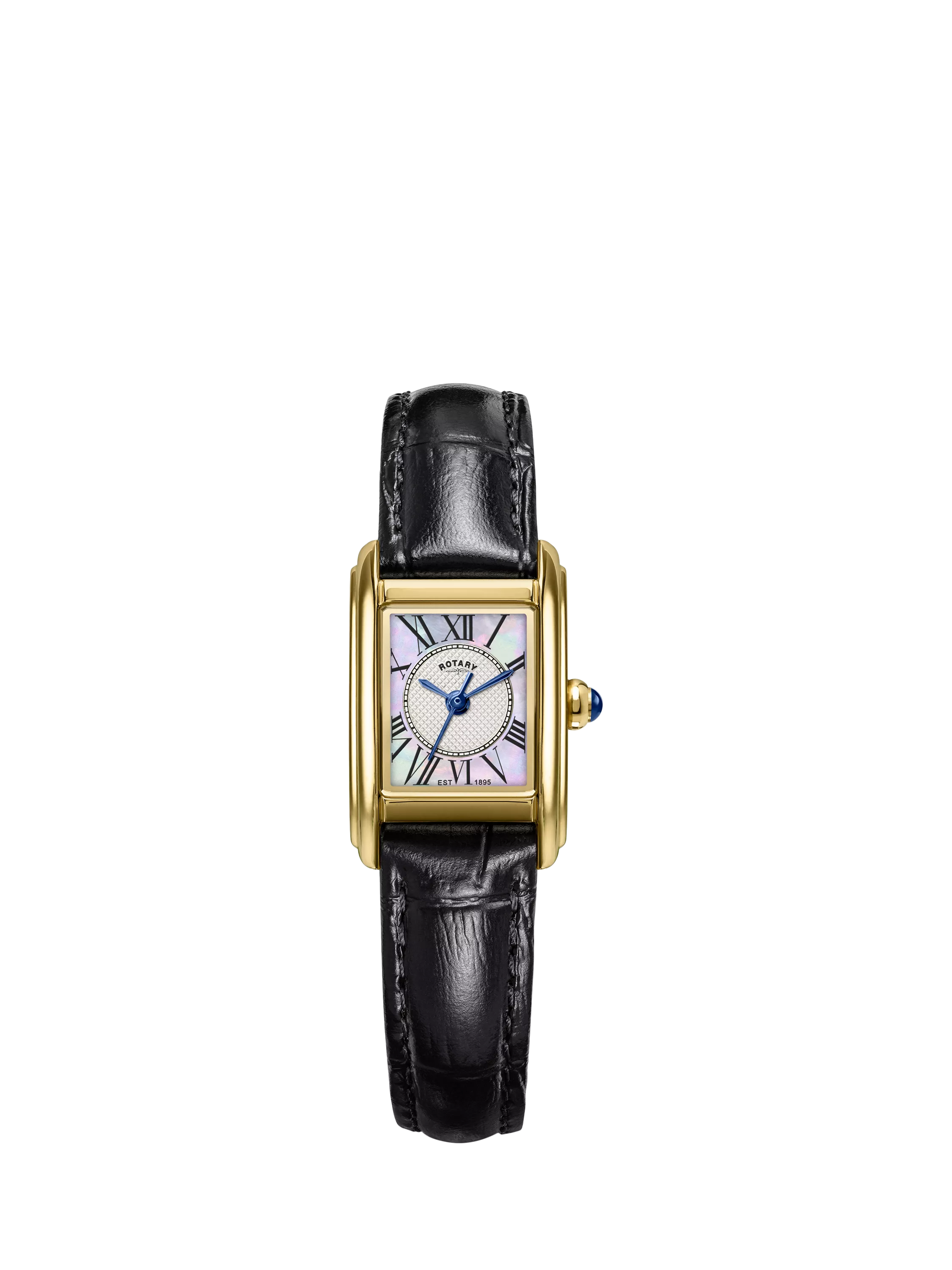 Rotary Heritage Astoria women's gold watch 24mm black leather strap, UK version