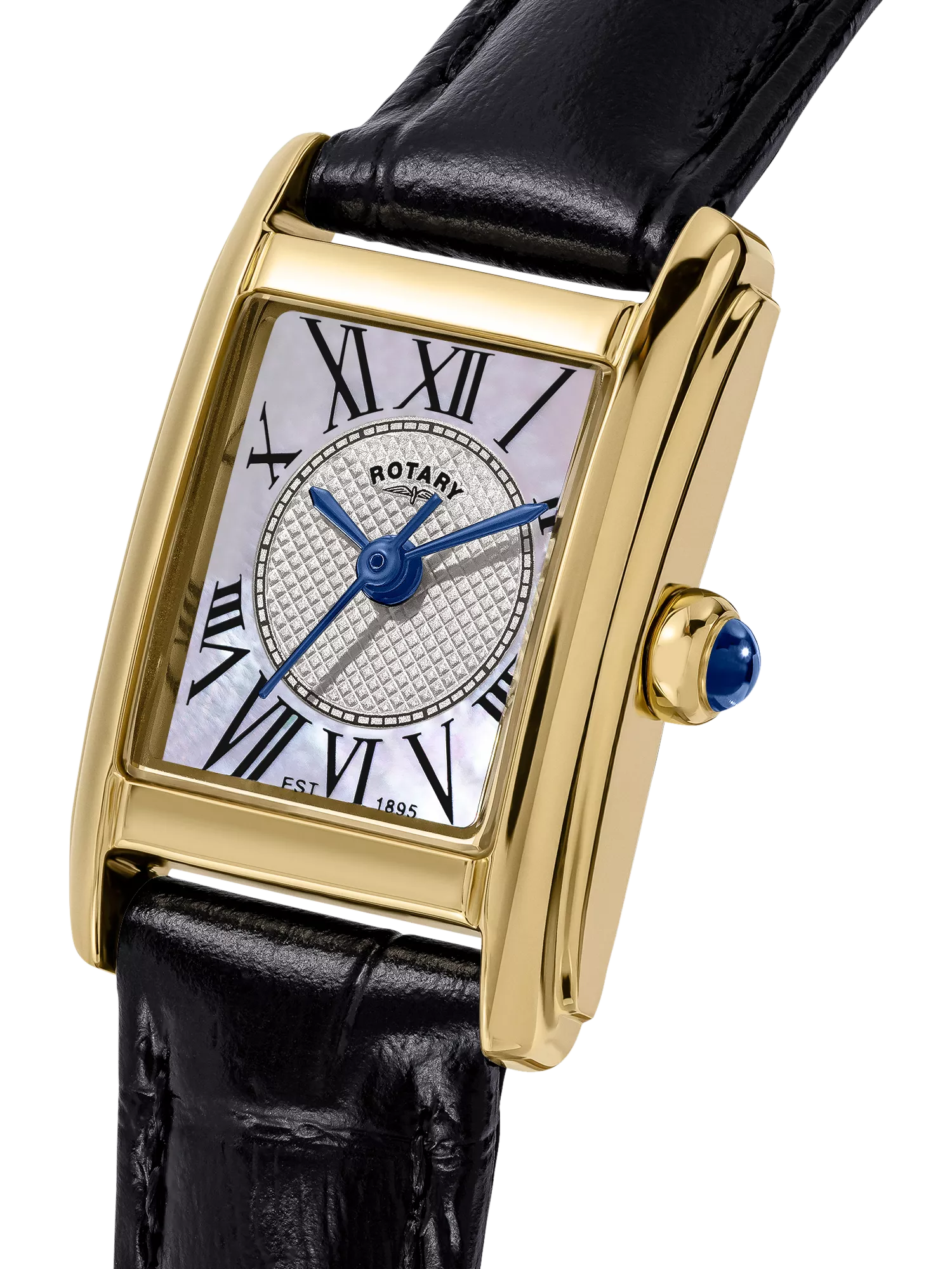 Rotary Heritage Astoria women's gold watch 24mm black leather strap, UK version