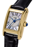 Rotary Heritage Astoria women's gold watch 24mm black leather strap, UK version