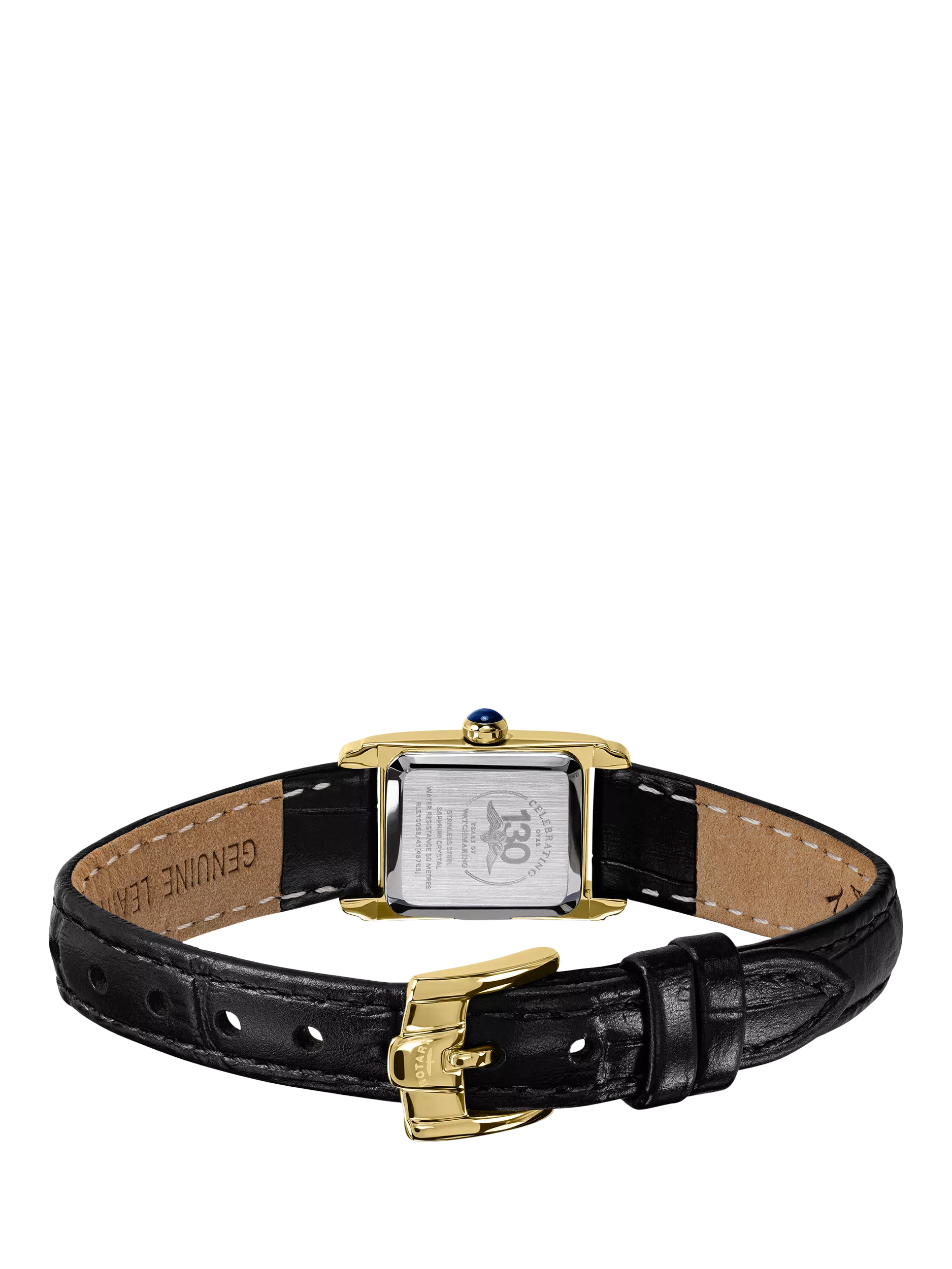 Rotary Heritage Astoria women's gold watch 24mm black leather strap, UK version