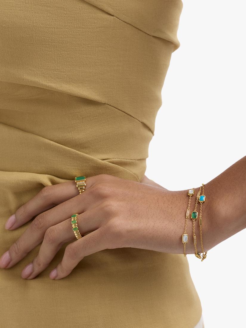Astley Clarke gold gemstone station bracelet with green chalcedony and white sapphire, imported from the UK