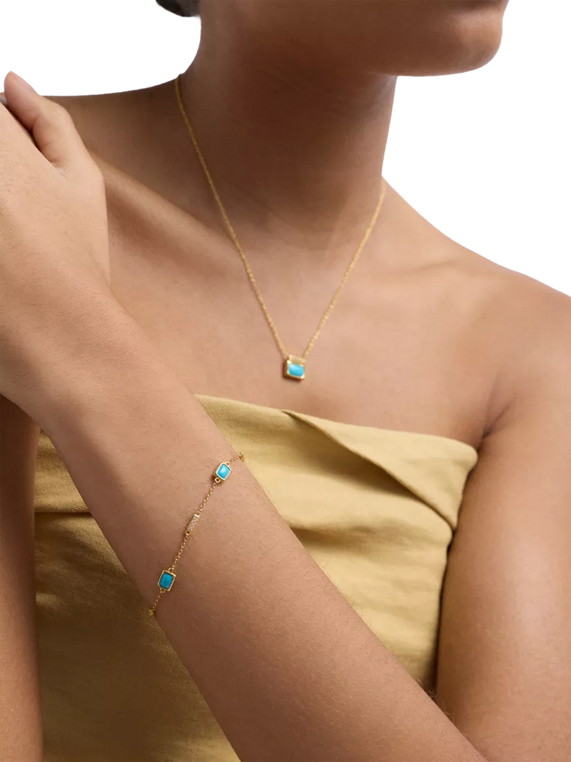 Astley Clarke gold vermeil station bracelet turquoise white sapphire (British brand)