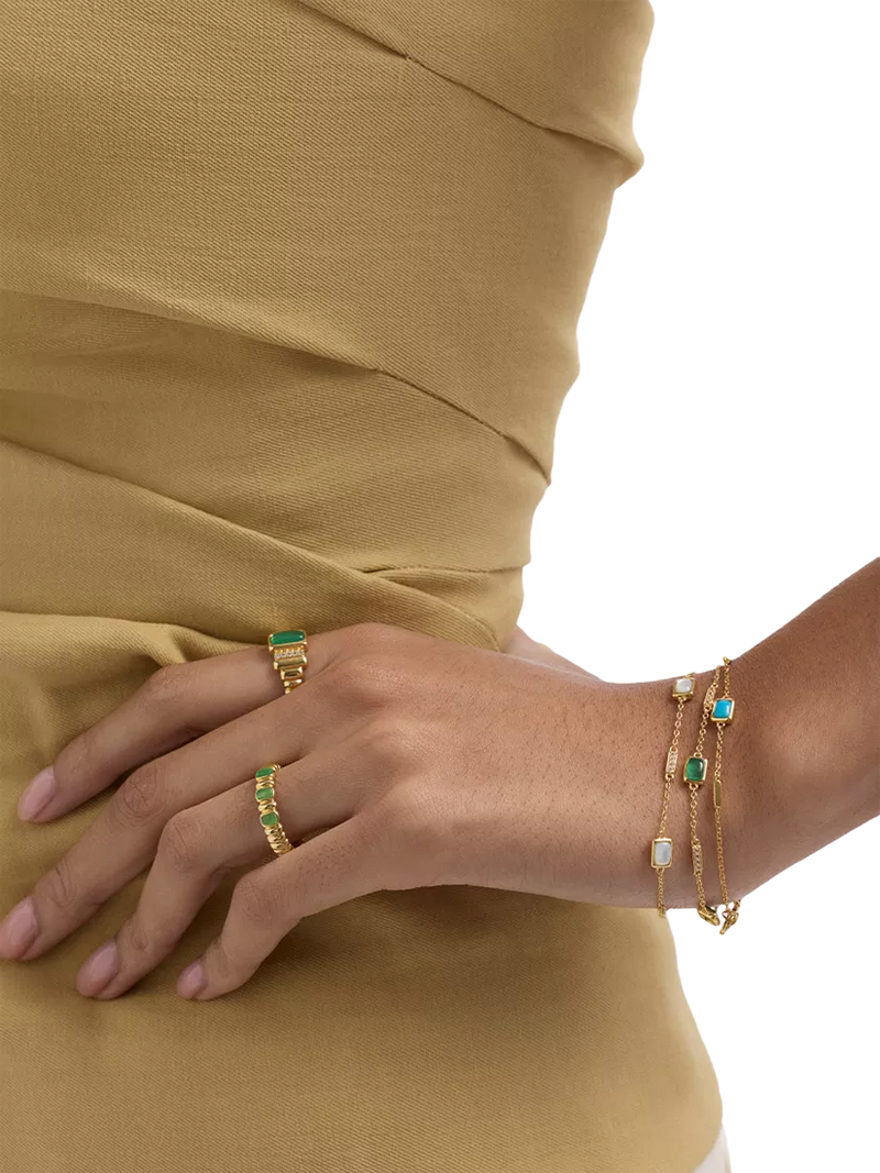 Astley Clarke gold vermeil station bracelet turquoise white sapphire (British brand)