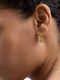 Astley Clarke green chalcedony drop huggie hoop earrings gold vermeil, imported from the UK