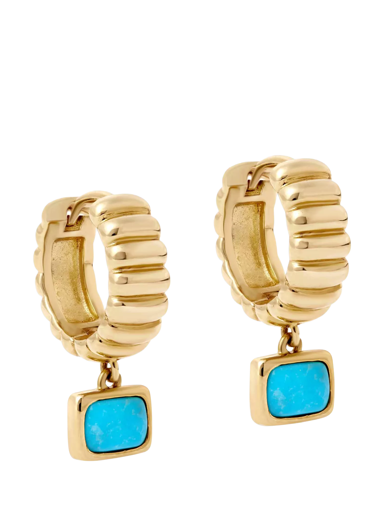 Astley Clarke earrings turquoise drop huggie hoop, imported from the UK