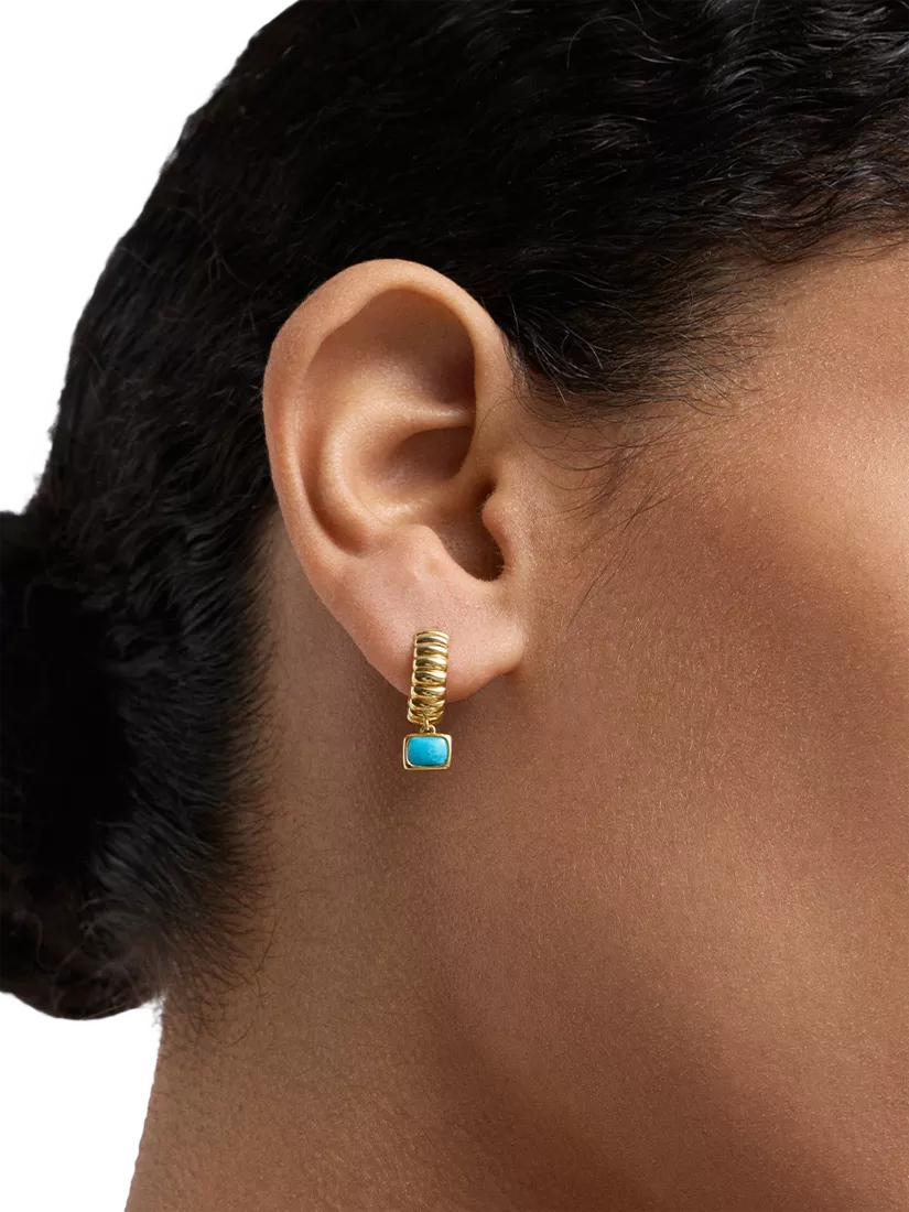 Astley Clarke earrings turquoise drop huggie hoop, imported from the UK