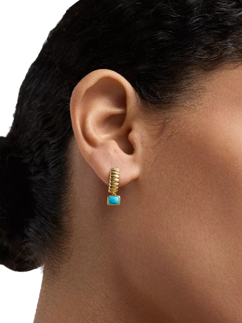 Astley Clarke earrings turquoise drop huggie hoop, imported from the UK