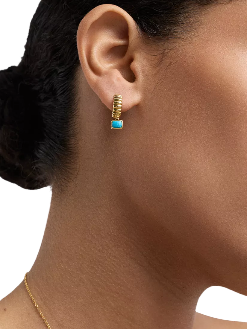 Astley Clarke earrings turquoise drop huggie hoop, imported from the UK
