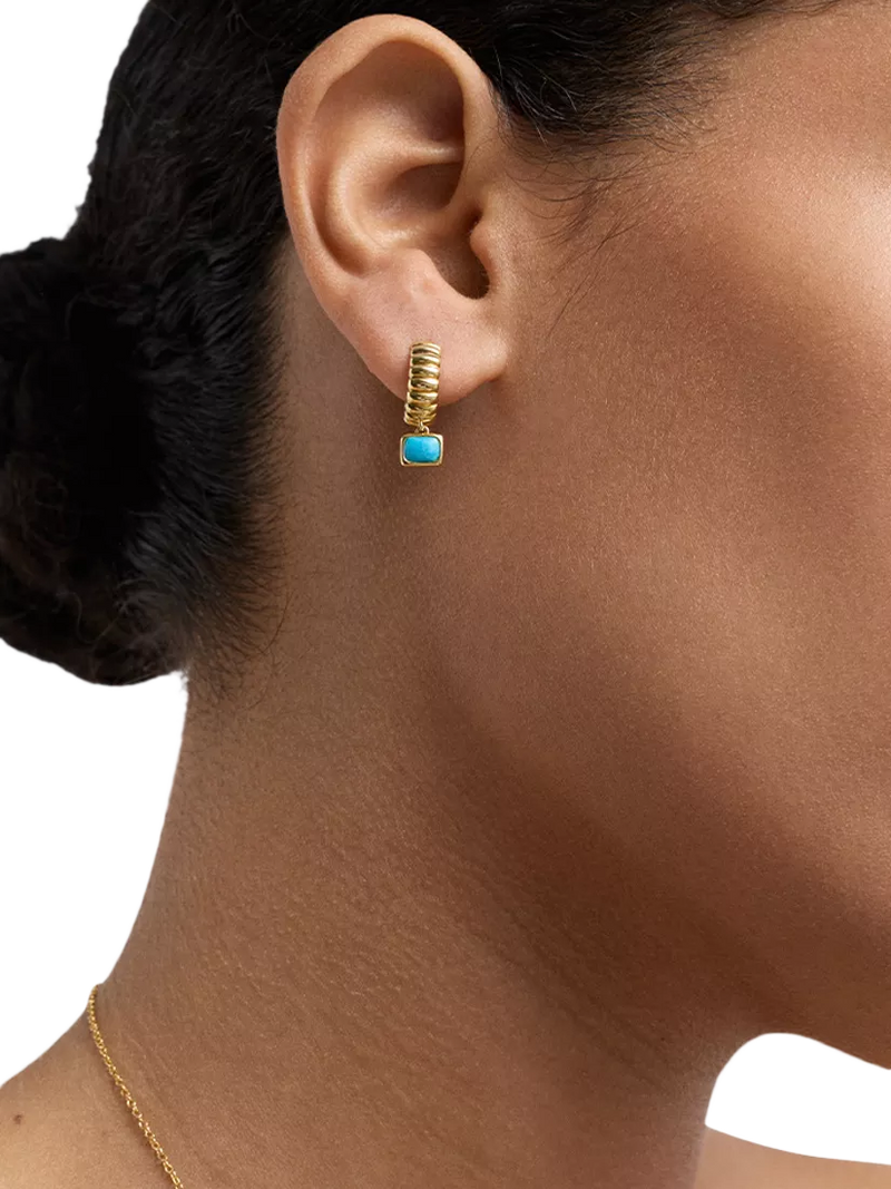 Astley Clarke earrings turquoise drop huggie hoop, imported from the UK