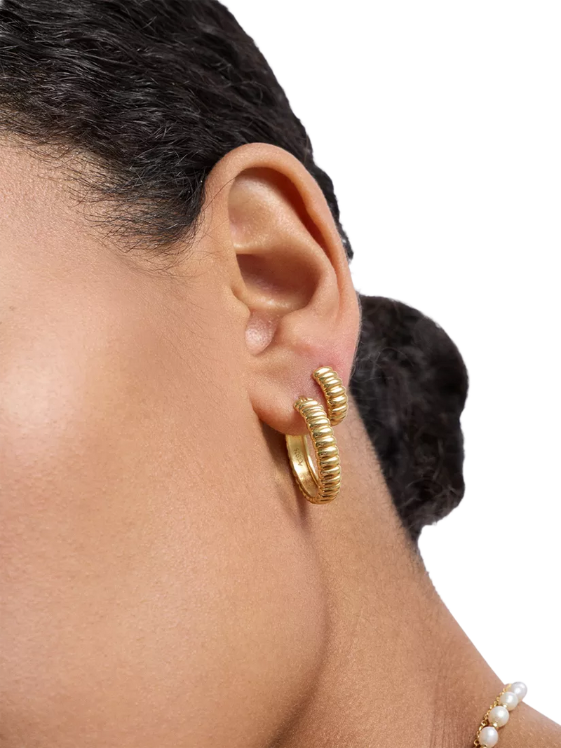 Astley Clarke gold huggie hoop earrings, UK version