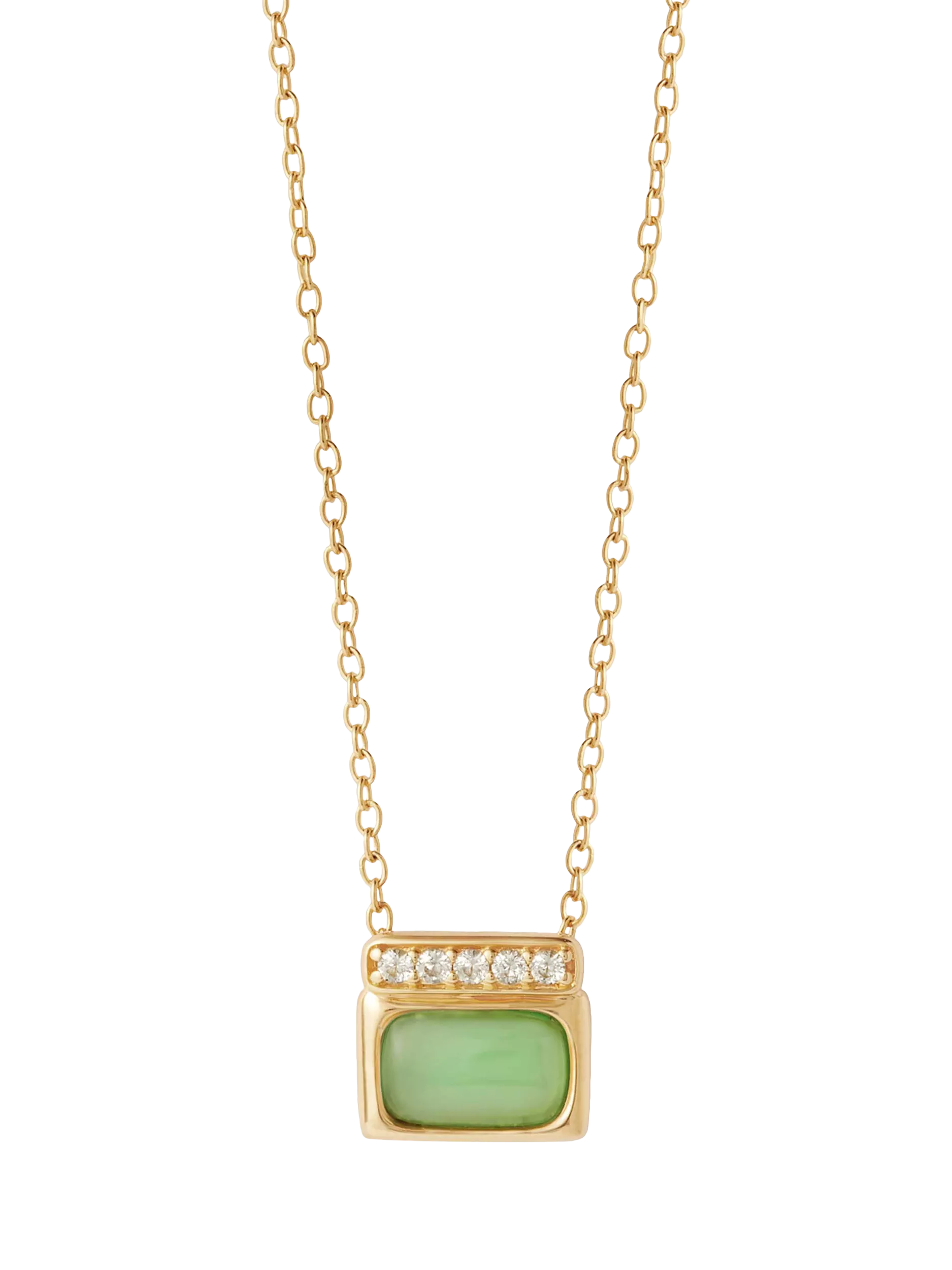 Astley Clarke square green chalcedony pendant necklace 40-45cm, imported from the UK