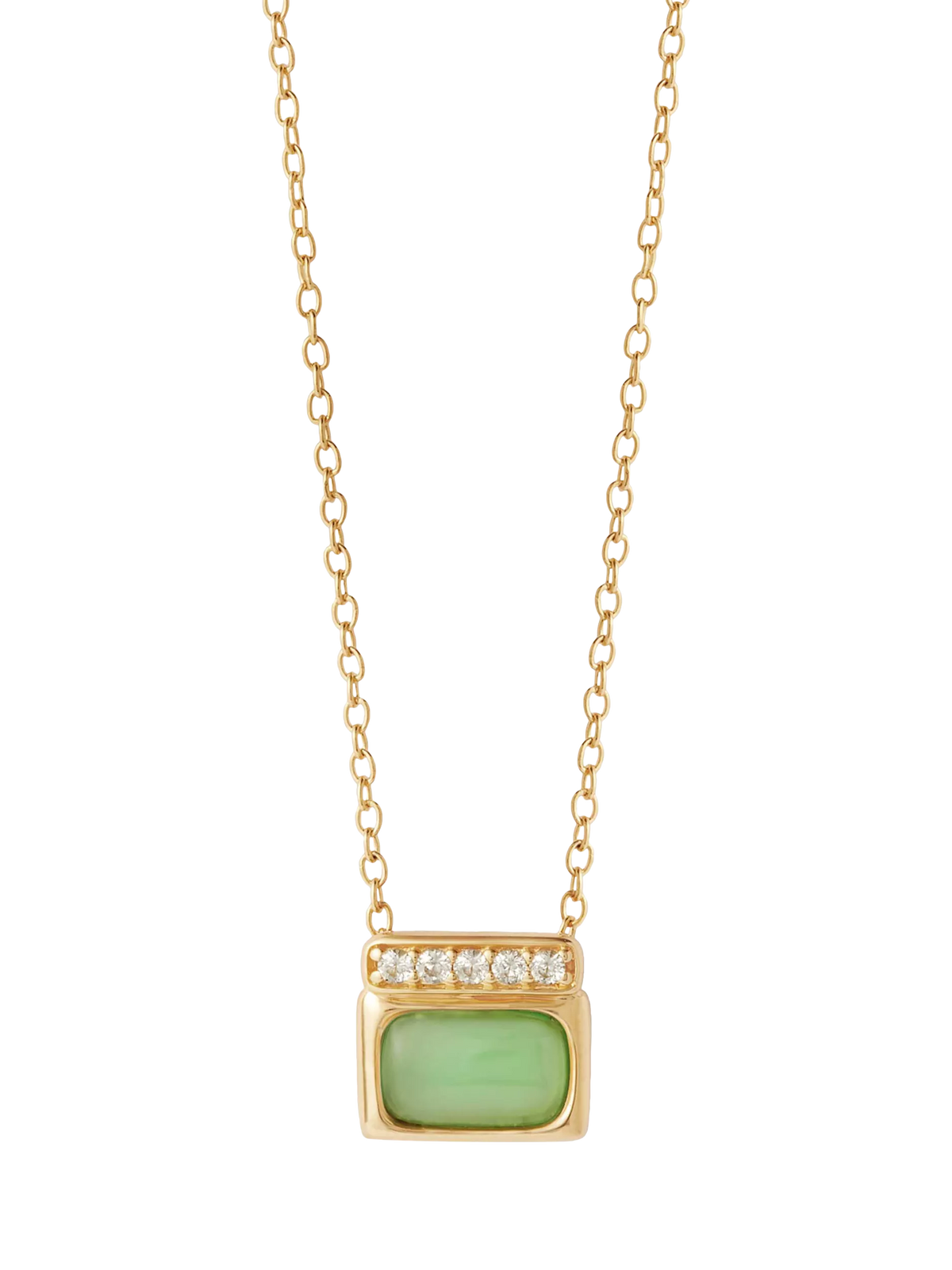 Astley Clarke square green chalcedony pendant necklace 40-45cm, imported from the UK