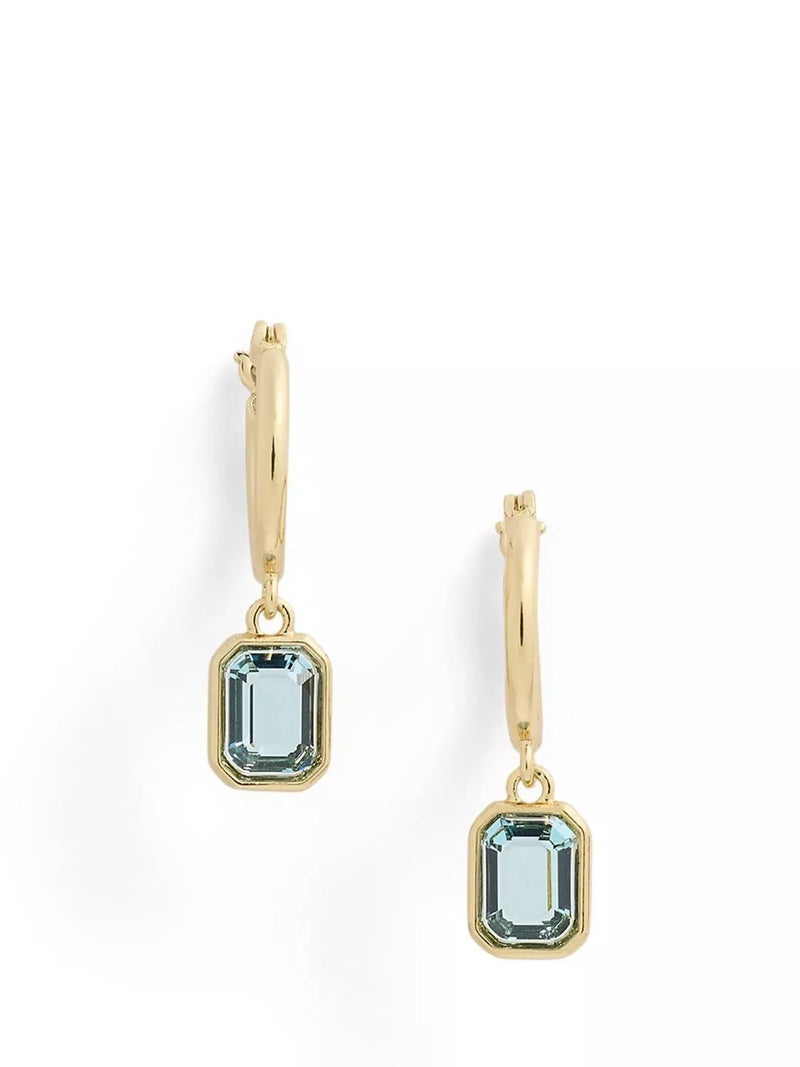 Lauren Ralph Lauren gold tone hoop earrings with aqua stones, imported from the UK