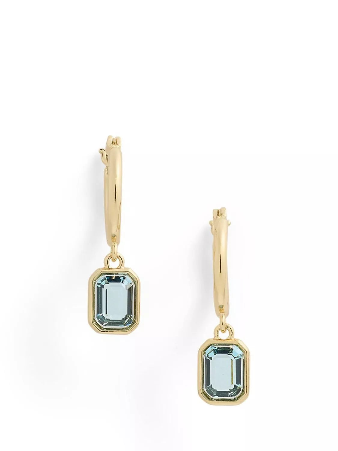 Lauren Ralph Lauren gold tone hoop earrings with aqua stones, imported from the UK