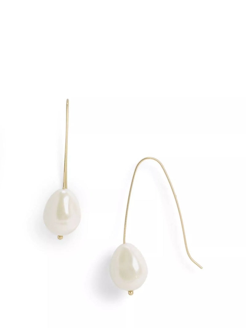 Ralph Lauren pearl drop earrings gold white, UK version