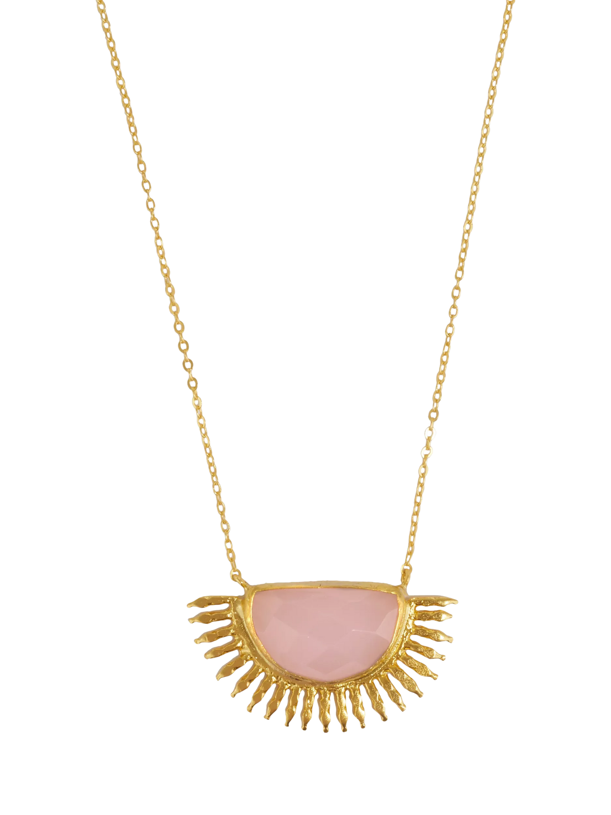 Ottoman Hands Sunrise Rose Quartz necklace gold, imported from the UK