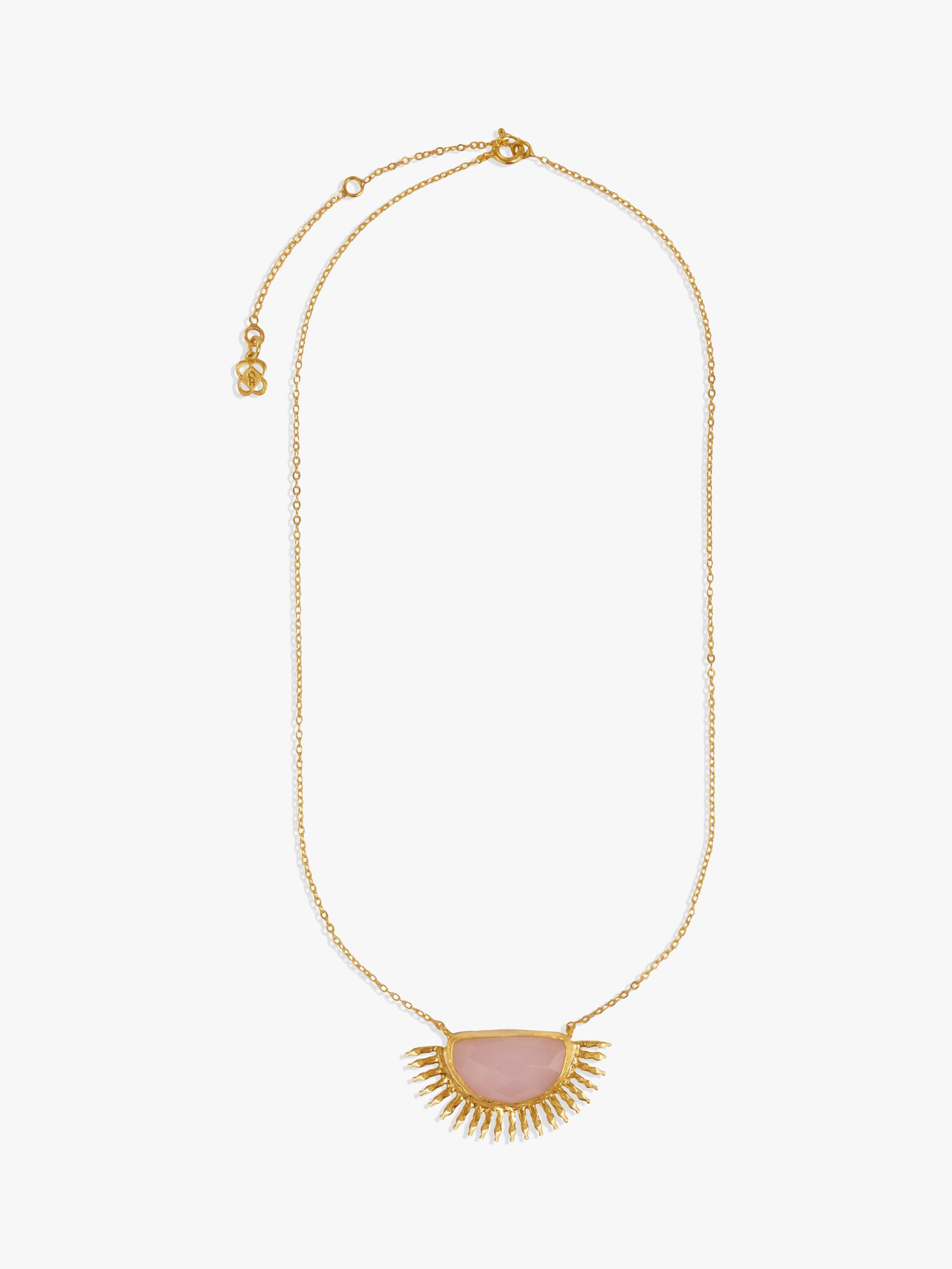 Ottoman Hands Sunrise Rose Quartz necklace gold, imported from the UK