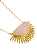 Ottoman Hands Sunrise Rose Quartz necklace gold, imported from the UK