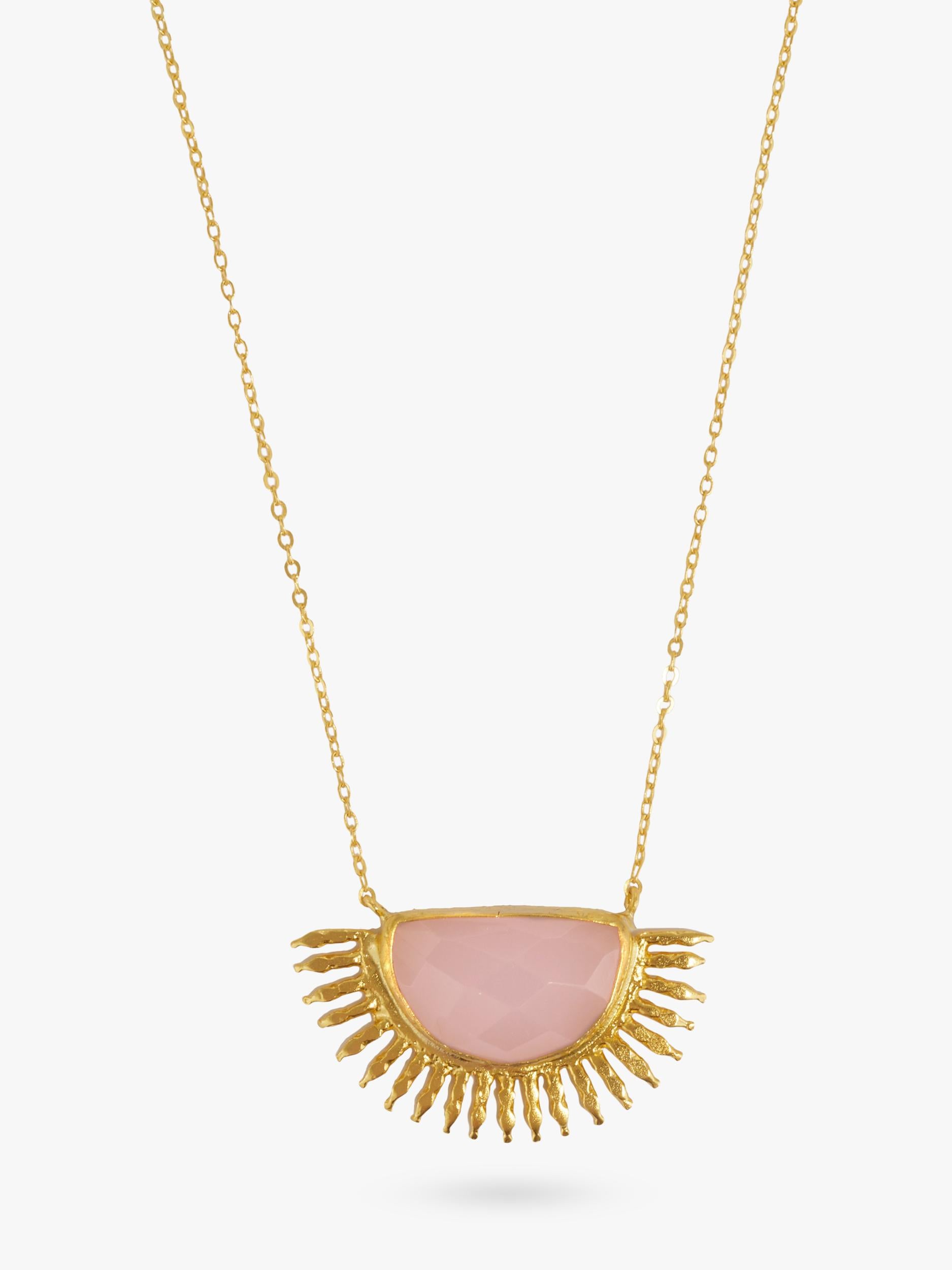Ottoman Hands Sunrise Rose Quartz necklace gold, imported from the UK