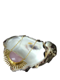 Ottoman Hands Sunrise Rose Quartz necklace gold, imported from the UK