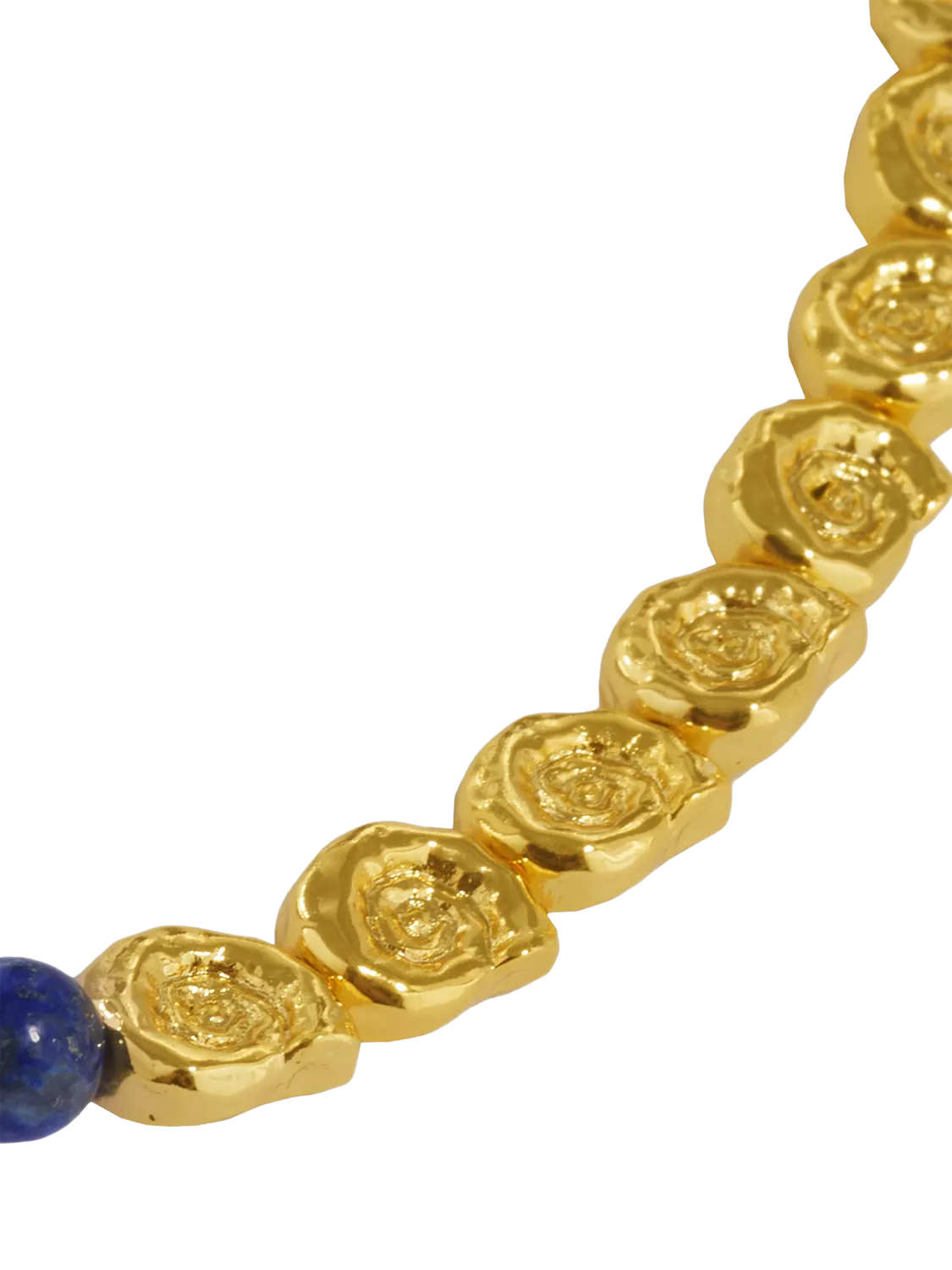 Ottoman Hands lapis pink jade beaded necklace gold, UK version