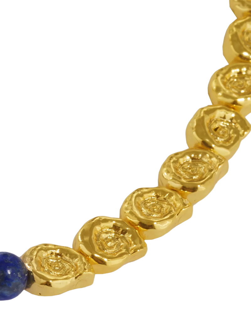 Ottoman Hands lapis pink jade beaded necklace gold, UK version