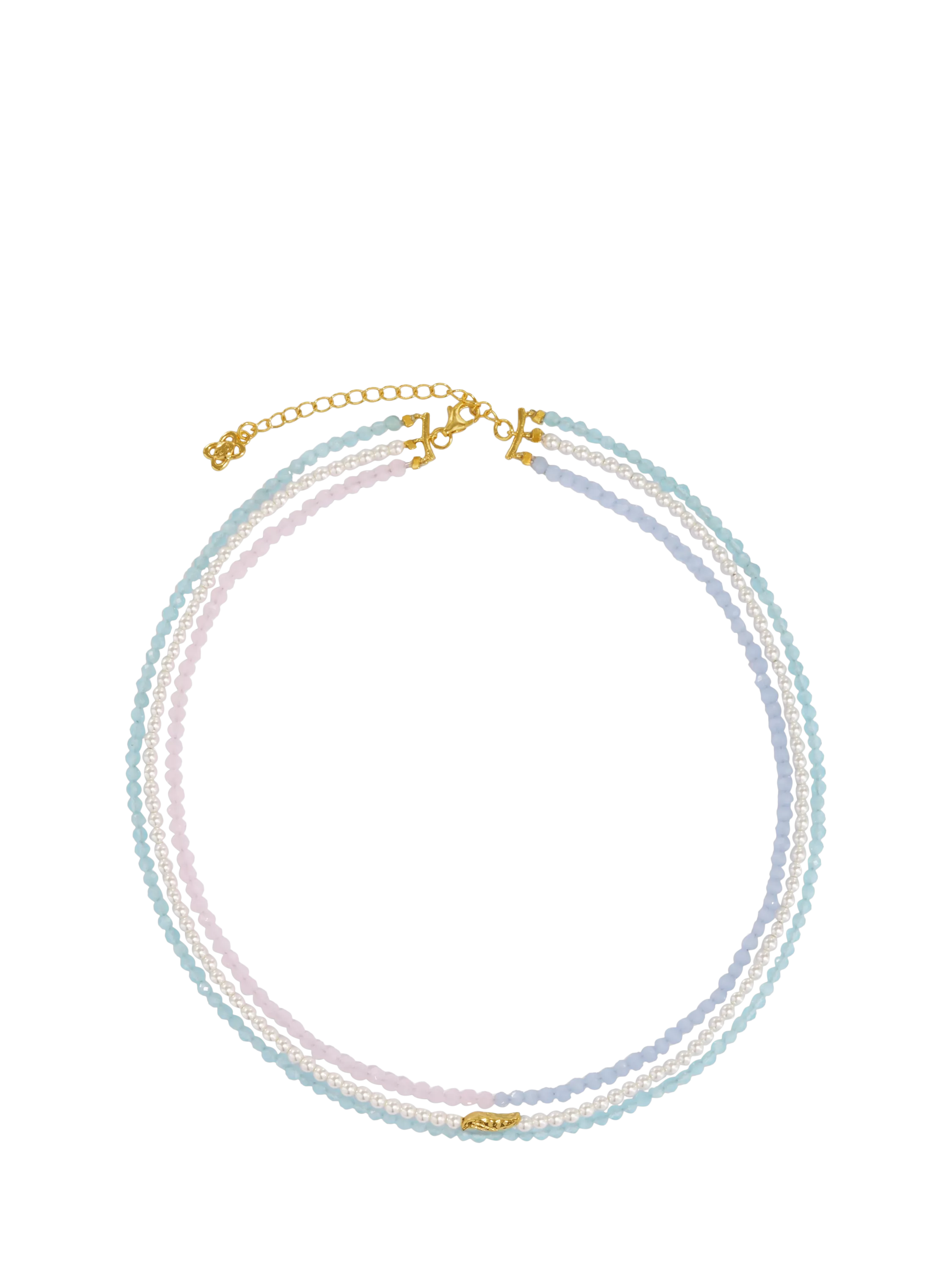 Ottoman Hands waterproof layered beaded necklace gold (British brand)