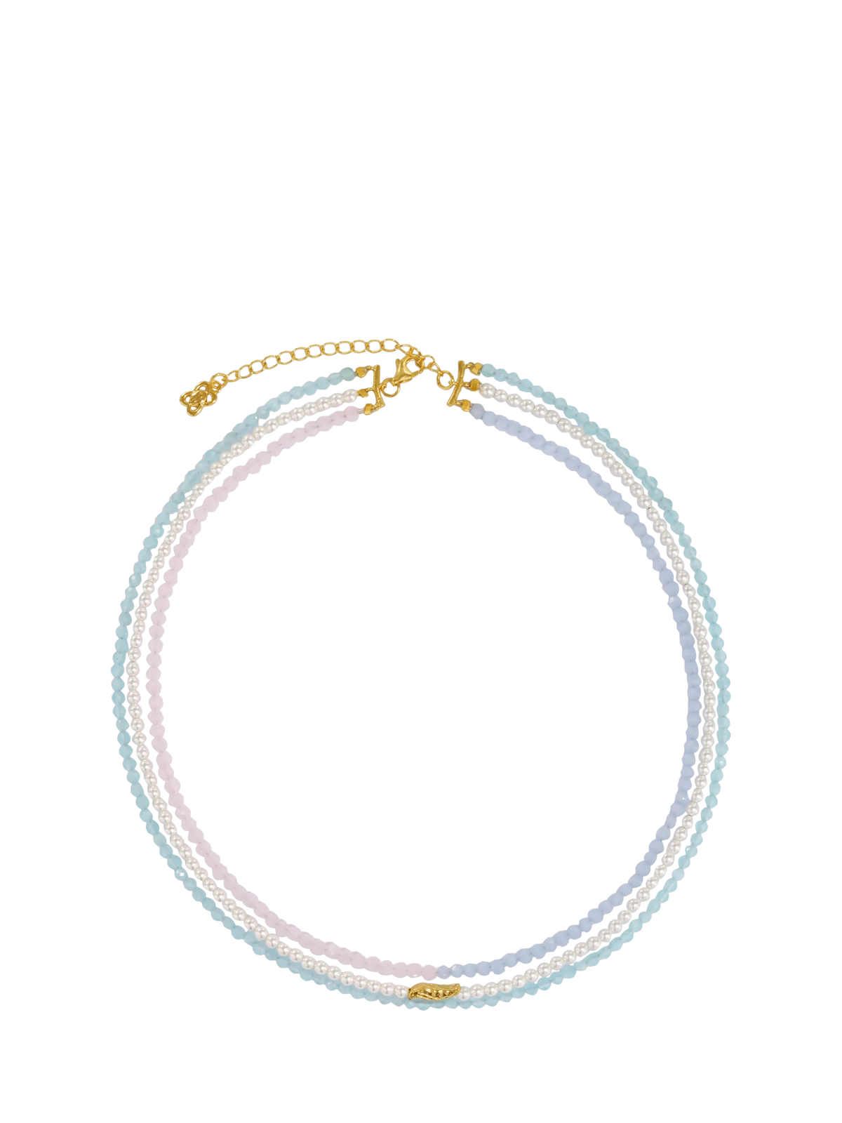 Ottoman Hands waterproof layered beaded necklace gold (British brand)