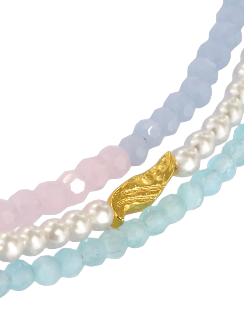 Ottoman Hands waterproof layered beaded necklace gold (British brand)