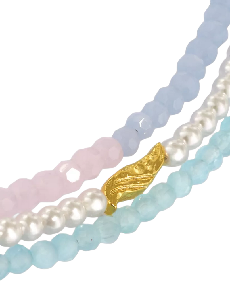 Ottoman Hands waterproof layered beaded necklace gold (British brand)