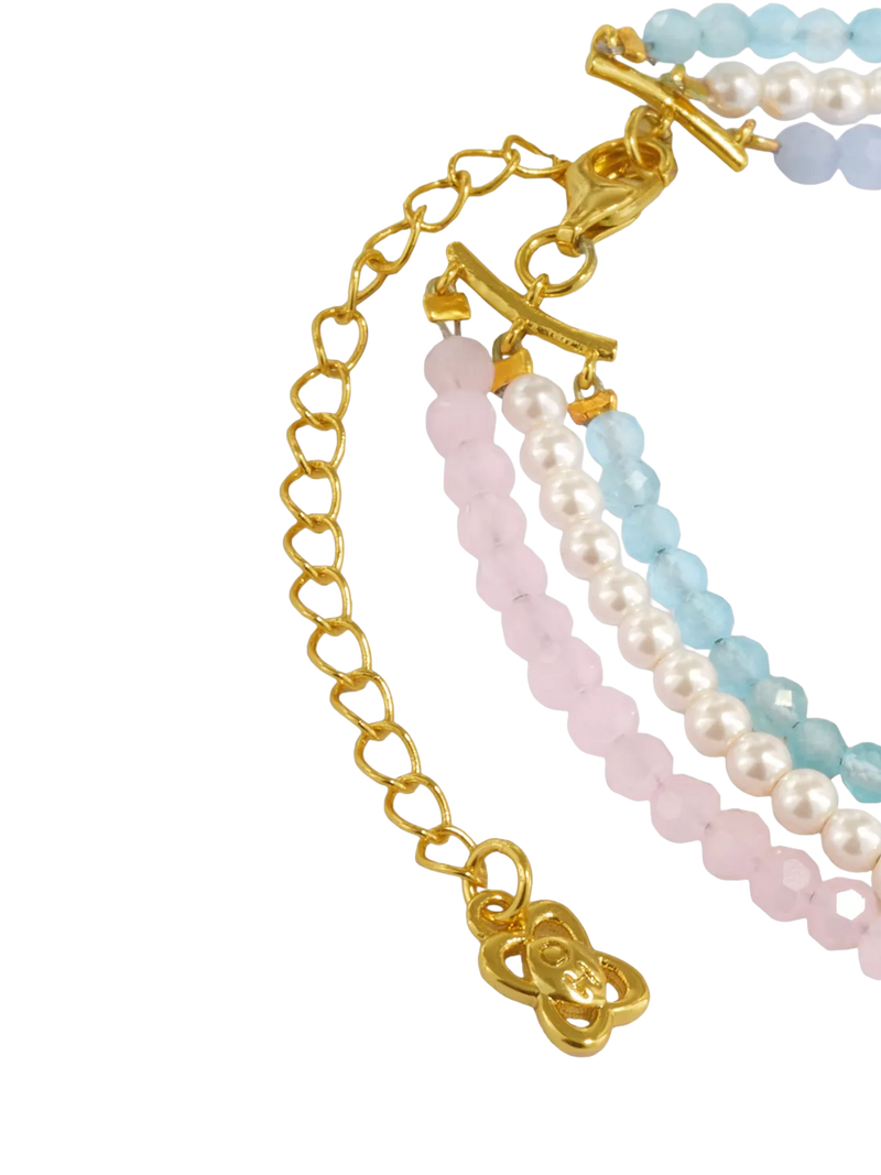 Ottoman Hands waterproof layered beaded necklace gold (British brand)