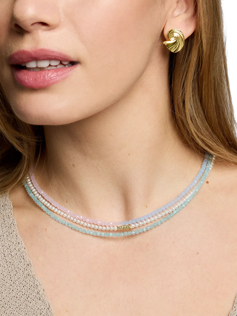 Ottoman Hands waterproof layered beaded necklace gold (British brand)